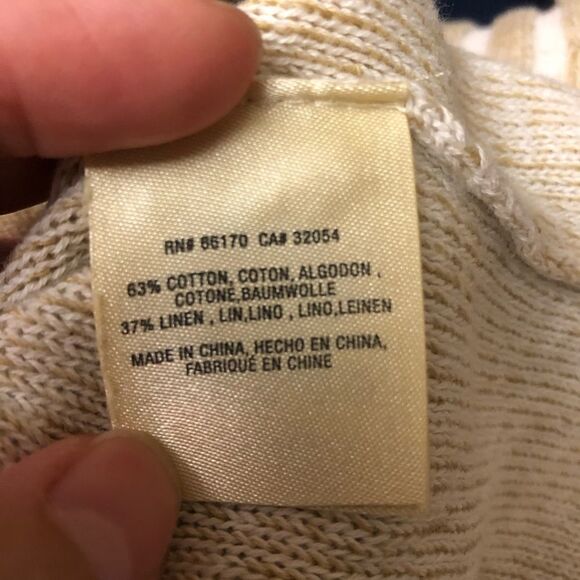 ANTHROPOLOGIE MOTH Cotton Linen 3/4 Sleeve Sweater in Tan Yellow Gold / Sz S - Picture 7 of 7